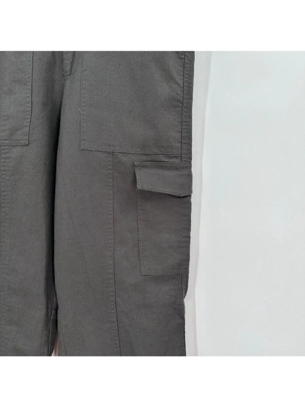 Quince Women's Cotton Linen Twill Cargo Pant sz XL Charcoal Gray Belted NWT